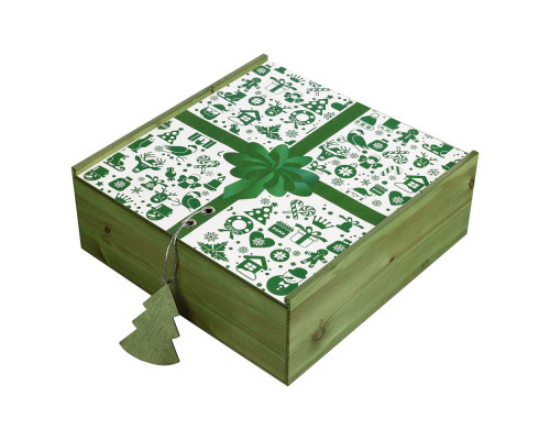 Коробка деревянная, зеленая