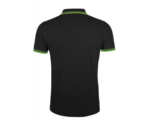 Рубашка поло мужская Pasadena Men 200 с контрастной отделкой, черная с зеленым