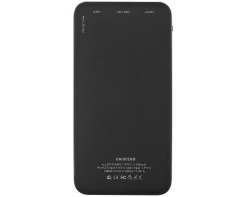 Внешний аккумулятор Uniscend All Day Compact Type-C 15000 мAч, черный