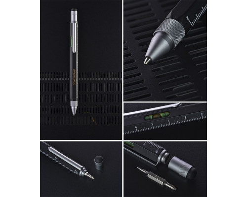 Ручка шариковая Construction, мультиинструмент, черная