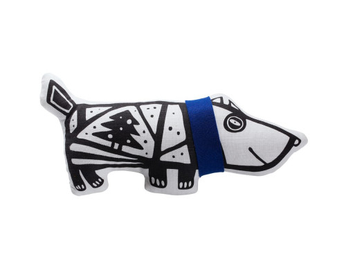 Игрушка «Собака в шарфе», большая, белая с синим