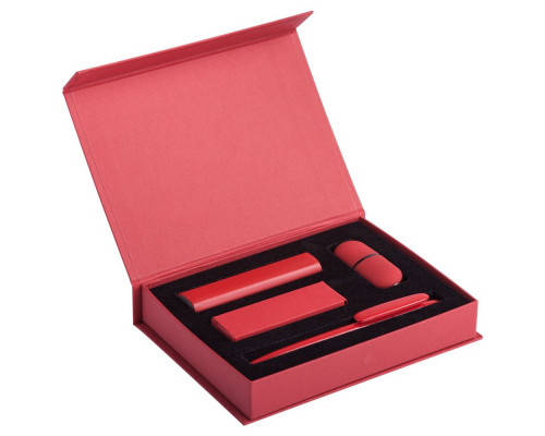 Набор Bond: аккумулятор, флешка и ручка, красный