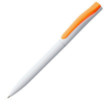 Ручка шариковая Pin, белая с оранжевым