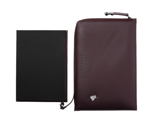 Набор Hugo Boss: конференц-папка с блокнотом А5 и ручка, бордовый