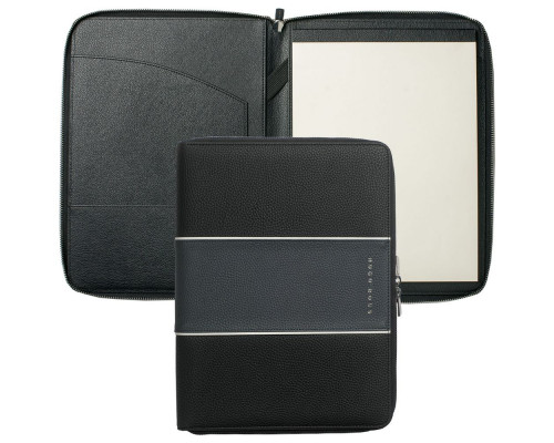 Папка Gear с блокнотом А4, черная с синим