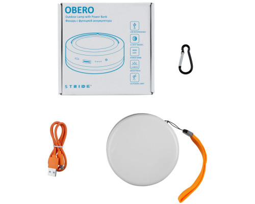 Фонарь с функцией аккумулятора Obero, белый с черным