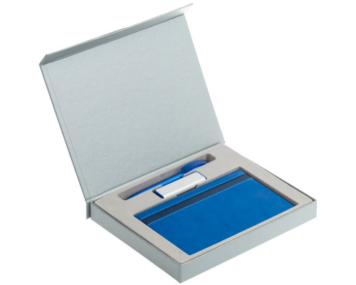 Коробка Memo Pad для блокнота, флешки и ручки, серебристая