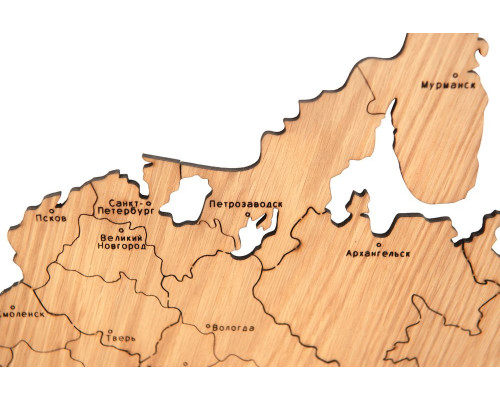 Деревянная карта России с названиями городов, дуб