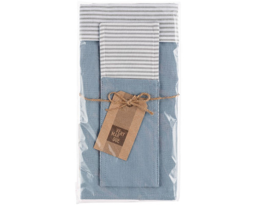 Набор Feast Mist: сервировочная салфетка и куверт, серо-голубой