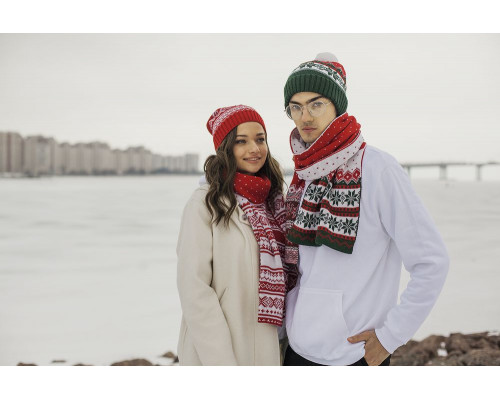 Шапка Happy View, красная с зеленым