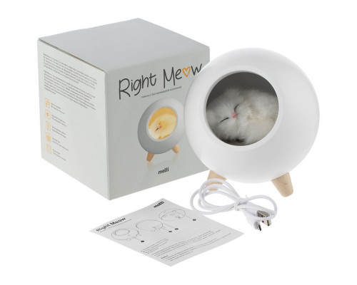 Беспроводная лампа-колонка Right Meow, белая