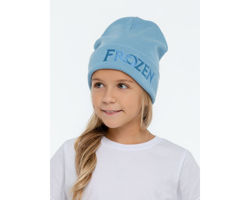 Шапка детская с вышивкой Frozen, голубая