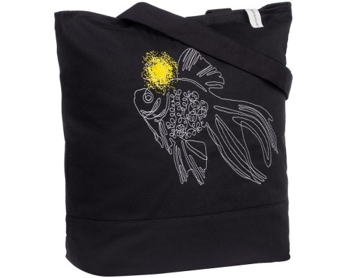 Сумка для покупок на молнии «Золотая рыбка», черная