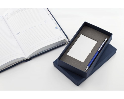 Набор Join: футляр для визиток и шариковая ручка, синий