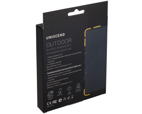 Внешний аккумулятор Uniscend Outdoor 8000 мАч с солнечной батареей