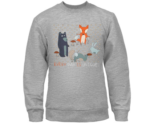 Свитшот детский Every Day is Unique, серый меланж