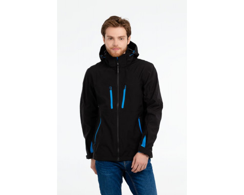 Куртка софтшелл мужская Patrol, черная с красным