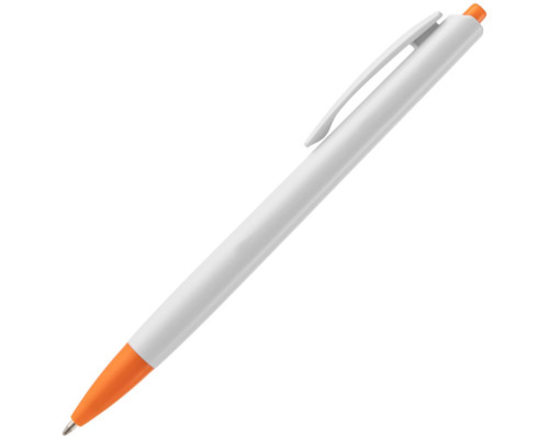 Ручка шариковая Tick, белая с оранжевым