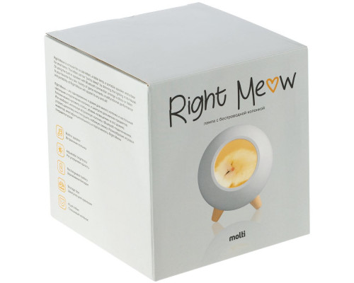 Беспроводная лампа-колонка Right Meow, белая