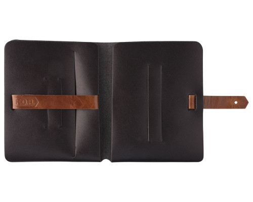 Автобумажник Leaf Explorer, черный с коричневым хлястиком
