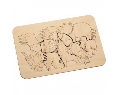 Пазл-раскраска Wood Games, лесные жители