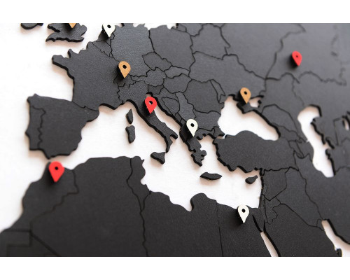 Деревянная карта мира World Map True Puzzle Large, черная