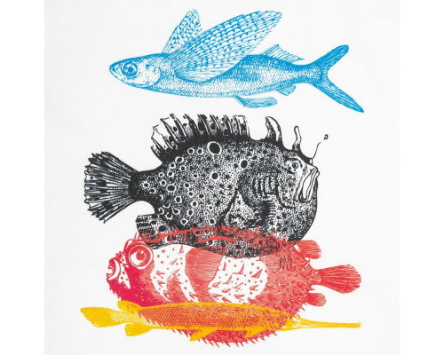 Холщовая сумка «Морские обитатели», молочно-белая