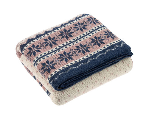 Плед Happy View, синий с бежевым