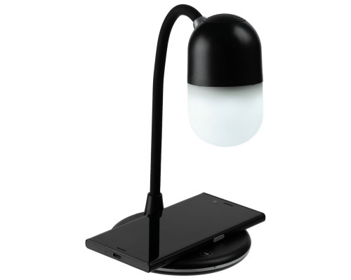 Лампа с колонкой и беспроводной зарядкой lampaTon, черная