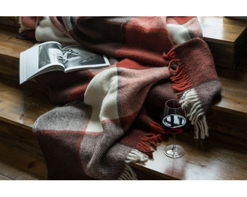 Плед Caledonia, красный с коричневым