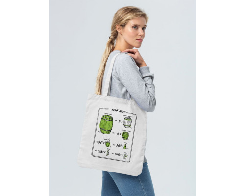 Холщовая сумка «Знай меру», молочно-белая