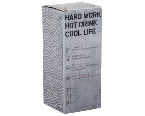 Термостакан Hard Work, вакуумный, серебристый