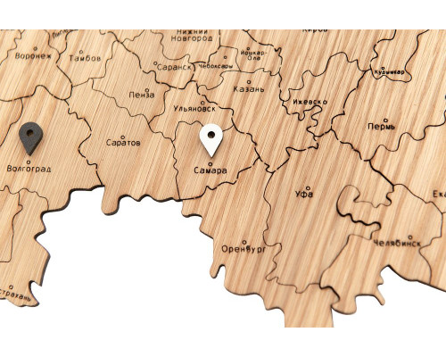 Деревянная карта России с названиями городов, дуб