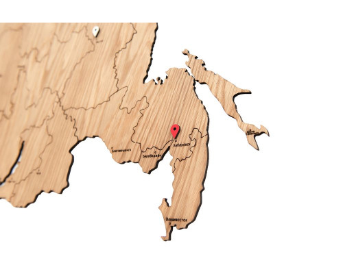 Деревянная карта России с названиями городов, дуб