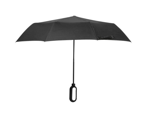 Зонт складной Hoopy с ручкой-карабином, черный