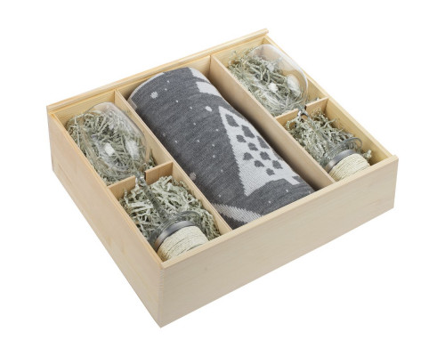 Набор с пледом и бокалами «Снежность», ваниль