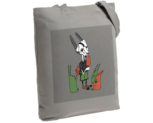 Холщовая сумка «Зайцы и морковное мороженое», серая