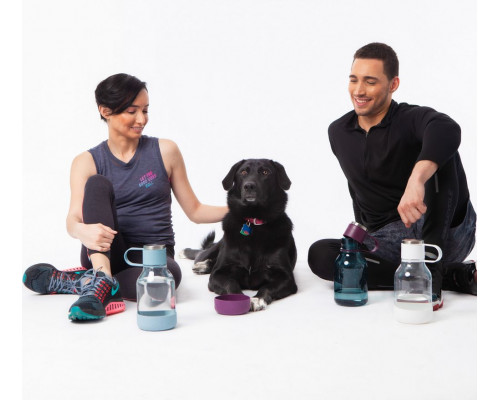 Бутылка для воды с миской для питомца Dog Water Bowl Lite, белая