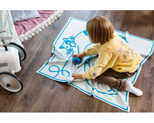 Детский плед Tender. Cats, белый с бирюзовым