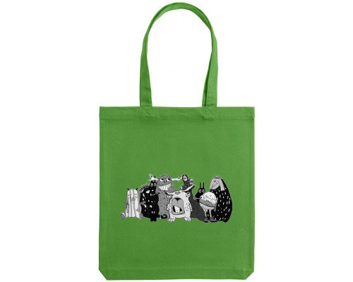 Холщовая сумка «Все мы немного монстры», ярко-зеленая