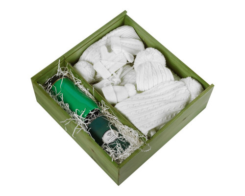 Коробка деревянная, зеленая