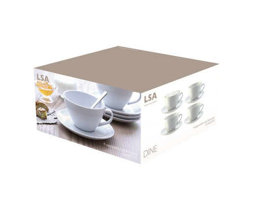 Набор больших чашек с блюдцем Dine, белый