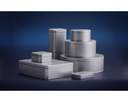 Коробка прямоугольная, высокая, серебристая