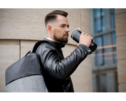 Термостакан Relief, черный с белым