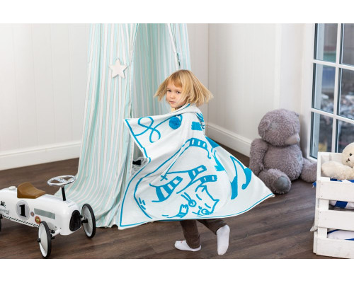 Детский плед Tender. Cats, белый с бирюзовым