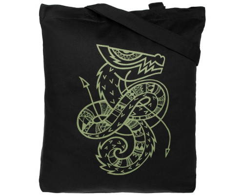 Холщовая сумка «Полинезийский дракон», черная