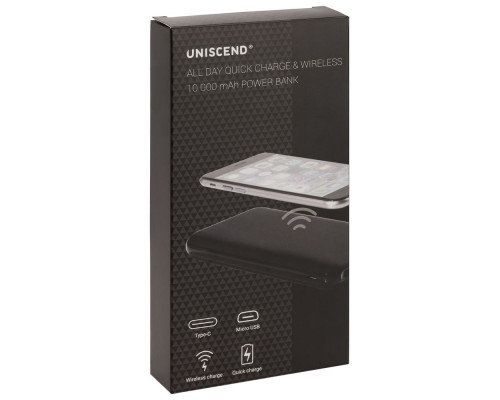 Aккумулятор Uniscend Quick Charge Wireless 10000 мАч, черный