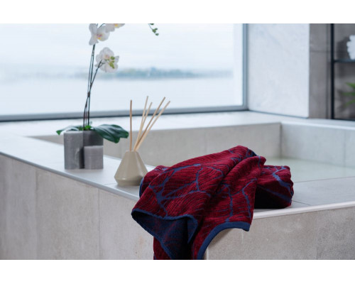 Полотенце In Leaf, малое, синее с бордовым