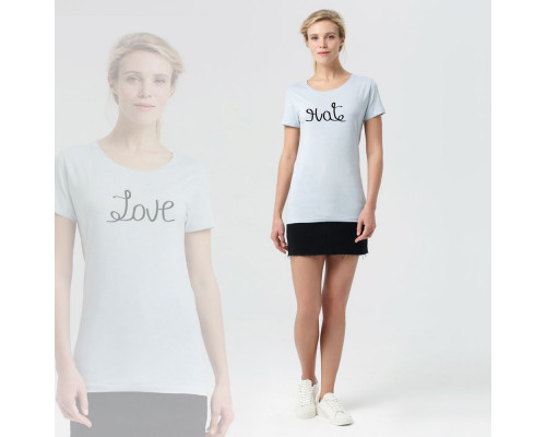 Футболка женская Hate-Love, голубая