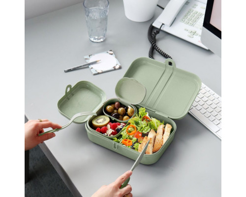 Набор ланчбоксов со столовыми приборами Pascal Organic, зеленый